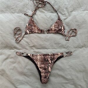 Frankie’s Bikinis Snake Print Bikini Set
